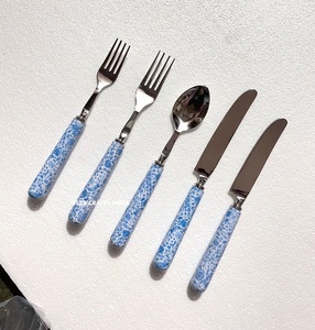 Último Stock, llegada de alta demanda, seguro para alimentos, mango de resina de tortuga de acero inoxidable, 2 cucharas, 2 tenedores y 1 Cuchillo, juego de cubiertos - Product Image 6