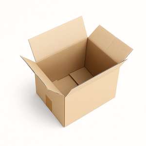 Caja de Cartón Corrugado Reciclado Marrón de 20x15x15 cm con Solapas en Relieve Sin Asas para Envíos Postales - Product Image 1