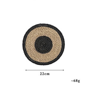 Handmade Classic 100% Bamboo Seagrass Cornhusk Rectangular Placemat Light Cork Coasters Set for Home Kitchen <b>Table</b> <b>Dinner</b> - Product Image 3