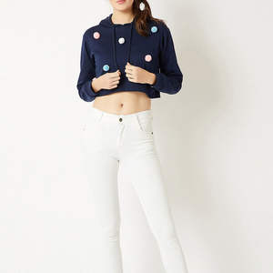 Hoodie court imprimé pour femme de haute qualité, style streetwear, couleur unique, meilleur style, hoodie court pour femme - Product Image 2