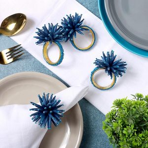 ลูกปัดแก้วเหล็กอัลลอยด์แหวนผ้าเช็ดปากรูปชายฝั่งทะเลขนาดใหญ่สำหรับตกแต่งงานปาร์ตี้โต๊ะรับประทานอาหารทุกวันการชุมนุมของครอบครัว - Product Image 6