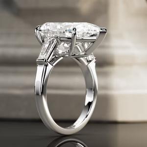 ÉNORME 10 carats poire coupe laboratoire cultivé diamant trois pierres bague trilogie conique baguette et poire coupe bague de fiançailles de luxe - Product Image 6