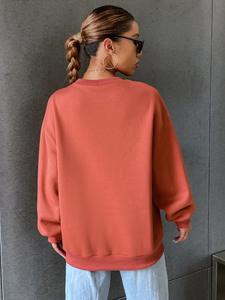 Sudadera de manga larga informal deportiva Vintage para mujer, sudaderas con capucha personalizables con estampado de letras y cuello redondo de talla grande para otoño - Product Image 2