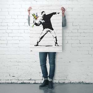Banksy Canvas <b>Poster</b> Throwing Flowers Wall Art - Product Image 3