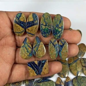 Paire de cristaux d'azurite naturelle pour boucles d'oreilles, pierres précieuses en cabochon, pour la fabrication de bijoux - Product Image 3