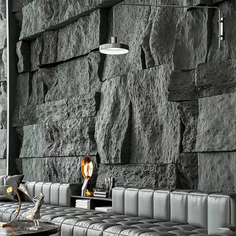 لوحة حائط خفيفة الوزن من الأحجار المصنوعة من البولي يوريثين والصخور الصناعية ثلاثية الأبعاد للزينة الخارجية