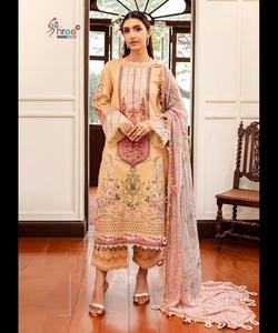 Blue Color Pakistani Modest Dress in Lawn Fabric With <strong>Beautiful</strong> Long Dupatta and <strong>Hijab</strong>
