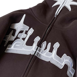 Custom Manufacturer Heavyweight French Terry High Quality Cotton Fleece <b>Full</b> <b>Zip</b> up <b>Hoodies</b> Custom Embroidered Hoodie <b>Zip</b> up - Product Image 3