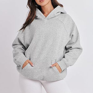 Sweats à capuche personnalisés 100% coton femmes pull uni surdimensionné Streetwear 300gsm poids lourd goutte épaule sweats à capuche pour les femmes - Product Image 5