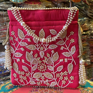 Ndian-cordón con asa de cuentas, bolsa de mano hecha con espejo, funciona correctamente - Product Image 1