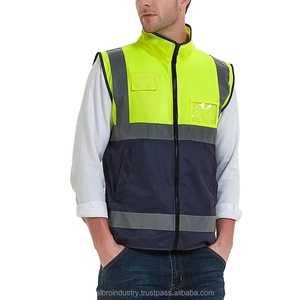 เสื้อกั๊กทำงานคุณภาพสูงมีหลายกระเป๋าด้านหน้ามีซิปชุดทำงานเสื้อกั๊กนิรภัยก่อสร้างสองสี - Product Image 3