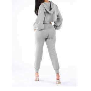 ชุดเสื้อฮู้ดกันลมสำหรับผู้หญิงชุดแฟชั่นมีฮู้ดแบบครอปทนทานแบบโรงงาน - Product Image 3