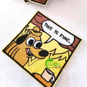 Venta caliente This Is Fine <span class=keywords><strong>Meme</strong></span> Dog Parche bordado personalizado con hierro en el respaldo para KC Green - Product Image 4