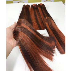 Extensiones de cabello vietnamita personalizables más vendidas, tupé de trama plana naranja Jengibre a la moda, cabello virgen Frontal, longitud personalizada - Product Image 5