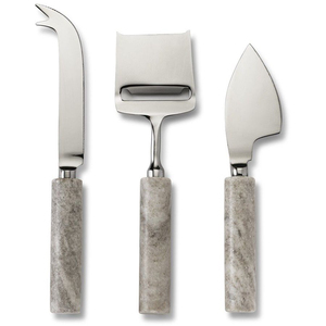 Prix abordable Acier inoxydable argent poli avec manche en marbre Couteau à fromage Couverts Ensemble pour Western Party - Product Image 1