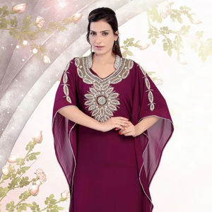 Kaftan islámico marroquí moderno para mujer Vestido de playa largo hasta el suelo con mangas largas transpirables ODM Supply - Product Image 1