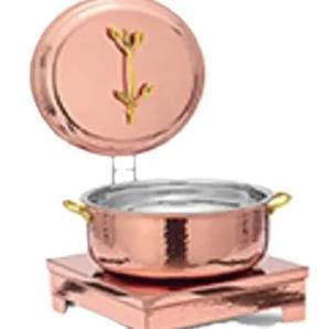 Plato de frotamiento dorado de acero inoxidable de lujo con tapa duradera Juego de buffet Plato de frotamiento de metal Premium - Product Image 3