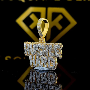 Pendentif Hip Hop personnalisé avec lettre, Pendentif lettre, Pendentif Hip Hop pour homme avec lettre en moissanite, Bijoux Hip Hop Ice Out, Pendentif bicolore - Product Image 2
