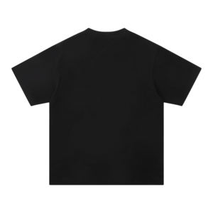 T-shirt noir personnalisé en coton épais, confortable, sans col, tricoté, avec boutons recouverts, coupe classique, impression numérique - Product Image 2