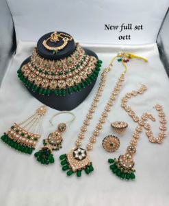 TRADITIONAL & FANCY ANTIQUE DESIGNER BRIDAL JEWELLERY GOLD PLATED and CZ ZIRCON BRIDAL <b>WEDDING</b> <b>NECKLACE</b> <b>SET</b> and FORWOMEN & GIRL - Product Image 1