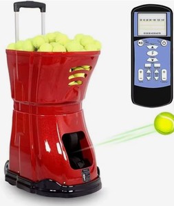 Machine à lancer des balles de tennis rouges de qualité supérieure avec télécommande et alimentation par batterie au lithium - Product Image 1