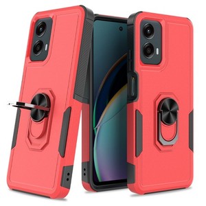 Funda Híbrida de Doble Capa para Motorola G Power 5G 2024 con Soporte de Anillo Magnético, Roja - Product Image 1