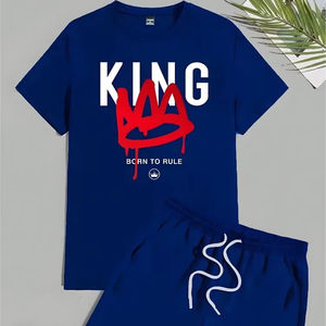 Ensemble de shorts personnalisés pour hommes Premium 100% coton biologique Ensembles de t-shirts stylés Ensemble de shorts respirants stylés - Product Image 1