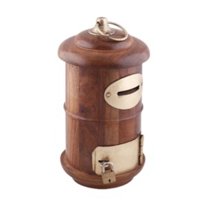 Caja de correos Vintage estilo banco de monedas de madera caja de almacenamiento de centavo hecha a mano con llave de bloqueo soporte de ahorro decorativo rústico - Product Image 3