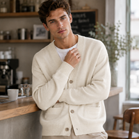 Fabricant de tricots sur mesure OEM ODM – Pull tricoté à manches longues pour homme, cardigan en laine et coton doux, pull tricoté personnalisé pour homme
