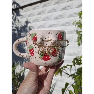 Strawberry Ceramic <b>Mug</b> Modern Custom Design Personalized <b>Name</b> Custom Logo Handmade Dishwasher Microwave Safe Sustainable - Product Image 5