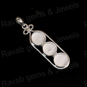 Rắn 925 Sterling Bạc 18K Vàng Mạ Đậu Hà Lan Thiết Kế 6Mm Trống <span class=keywords><strong>Bezel</strong></span> Thiết Kế Bán Núi Mặt Dây Chuyền Phụ Nữ Nhựa Làm Đầy Đồ Trang Sức - Product Image 4