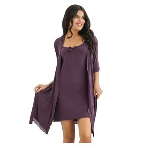 Ensemble de pyjama en viscose pour femmes, chemise de nuit capri, tunique courte, vêtements de nuit doux et respirants, vêtements de maison confortables pour se détendre, vêtements de nuit - Product Image 2