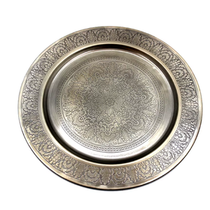 Assiette de service ronde pour événements de mariage, assiette de service pour dîner, assiette de service design pour fête de dîner, finition antique pour table - Product Image 4