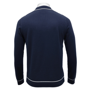 Suéter de lana merino extrafina vintage para hombre FW23, informal, de invierno, con cremallera personalizada, manga larga, cuello alto, transpirable y de secado rápido. - Product Image 2