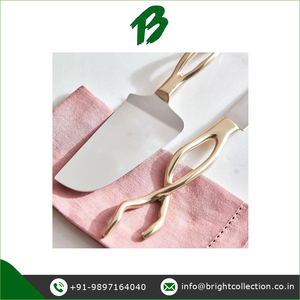 Elegante juego de cuchillos y servidores de acero inoxidable de color plateado de la más alta calidad para aniversario de bodas y fiestas de cumpleaños - Product Image 3