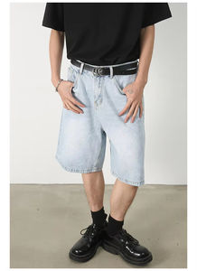 กางเกงยีนส์ขาสั้นผ้ายืดแบบลำลองสำหรับผู้ชายกางเกงยีนส์สำหรับฤดูร้อนแบบกำหนดเองเทรนด์แฟชั่นเกาหลี - Product Image 4