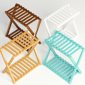 Grand support pliable à 2 niveaux en bambou pour pot de fleurs pour l'intérieur et l'extérieur Design géant à plusieurs niveaux pour le jardinage domestique - Product Image 3