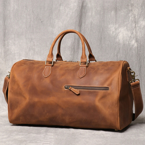 Sac de voyage en cuir véritable, sac de week-end, marron, grande capacité, pliable, léger, écologique, durable - Product Image 6
