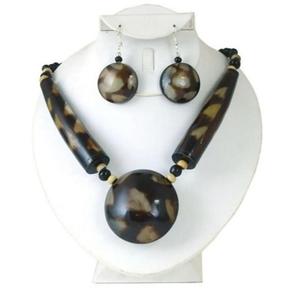 Collar de Cuerno Natural Ecológico con Cinta Negra y Juego de Aretes a Juego, Joyería Boho al por Mayor al Mejor Precio - Product Image 3