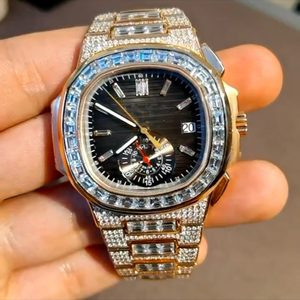 Haute qualité DEF Lab Moissanite diamant montre incolore diamant Hip Hop Style or blanc acier inoxydable nouveau verre eau - Product Image 6