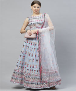 Precio al por mayor en la secuencia de hilo de Georgette de moda Trabajo Lehenga Choli Estilo indio Ropa de fiesta Ropa étnica con Dupatta - Product Image 6