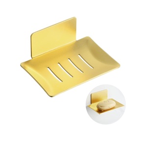 1 paquet de porte-savon auto-adhésif en aluminium doré clair sans perçage porte-savon pour salle de bain douche cuisine auto-adhésif salle de bain - Product Image 1