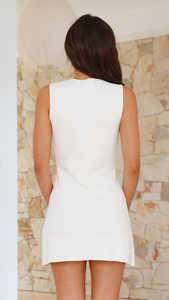 Stylish Sexy <b>White</b> Party Wear Short <b>Dress</b> Sleeve Less Midi <b>Women's</b> and Girl's Casual <b>Dress</b> - Product Image 5