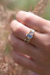 Venta caliente 925 anillo de plata esterlina sólida para mujer Ajuste de bisel de piedra Rectangular de labradorita facetada Natural para fiestas - Product Image 4