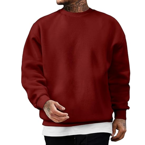 เสื้อสเวตเตอร์คอกลมแขนยาวสำหรับผู้ชายทรงหลวมสีทึบเสื้อสวมหัวผ้าพิมพ์ลายสำหรับการค้าต่างประเทศ - Product Image 1