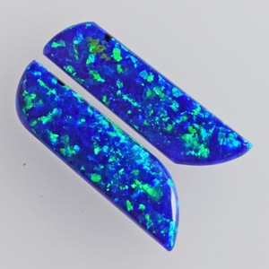 Paire opale de feu bleu vert étincelant, Cabochon en forme fantaisie, taille 20x5x2 MM, boucles d'oreilles assorties, fabrication de bijoux, paire de pierres précieuses - Product Image 3