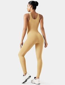 2025 Spring Workout Seamless Yoga Gym Bodycon Rompers Sexy <b>Racerback</b> Tummy Control Padded <b>Bra</b> Comfortable Running Sweat Suit - Product Image 3