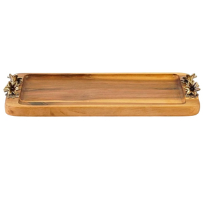 Plateau de service en bois fait main de la plus grande qualité avec poignée en forme de feuille, vente en gros, cuisine et table à manger, plateau de service pour le thé, le café et les collations - Product Image 4