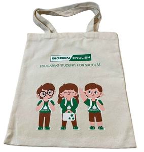 Vente en gros de sacs cabas en toile imprimés avec logo personnalisé sacs à provisions tendance en coton naturel avec motif de lettres - Product Image 5