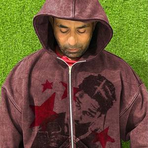 2025 Heavyweight 440Gsm Hoodies Men NO String Custom logo Distressed Over Sized Blank Acid Washed Hoodie 100% Cotton Style <b>Boys</b> - Product Image 3